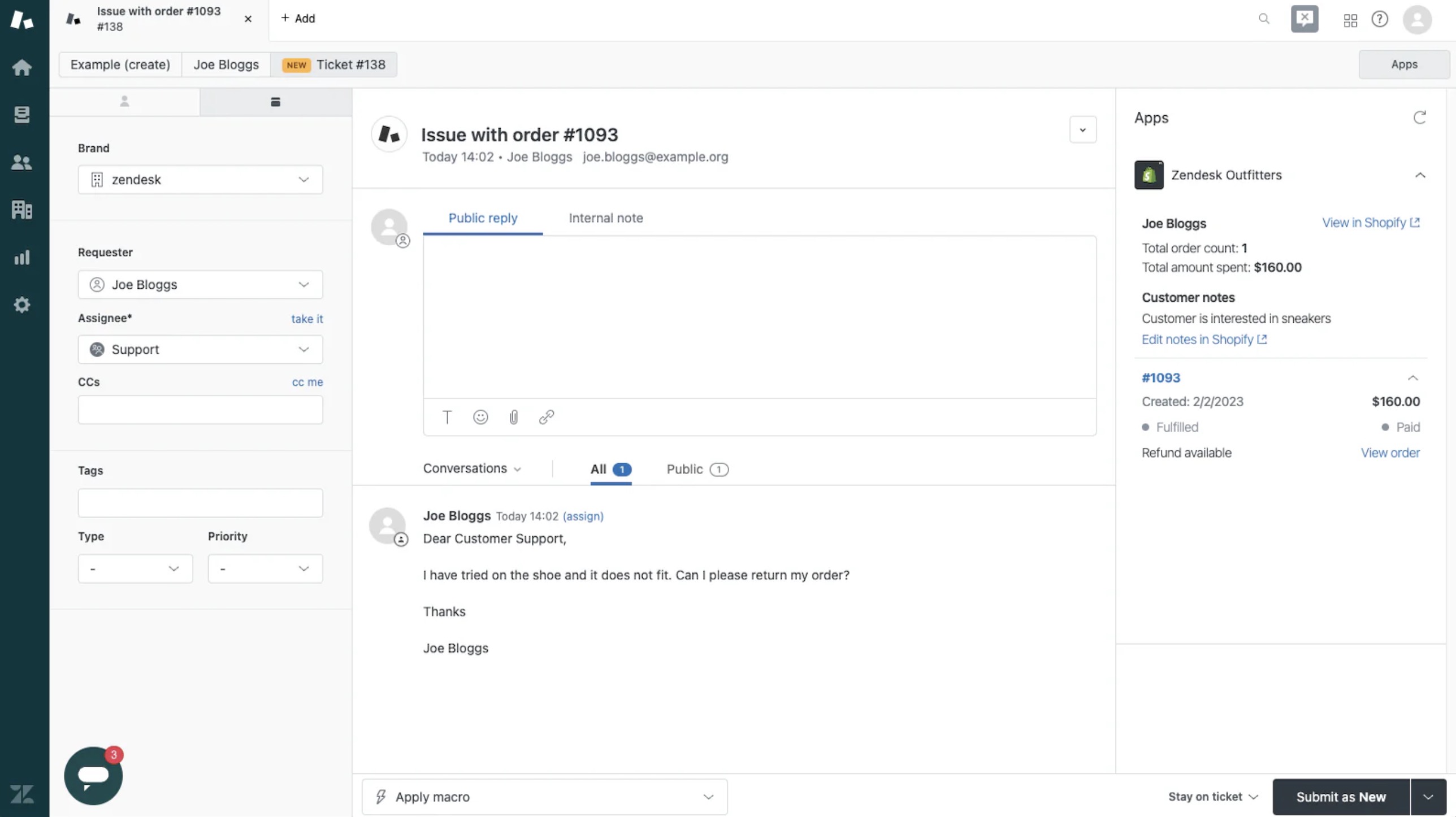 Zendesk screenshot